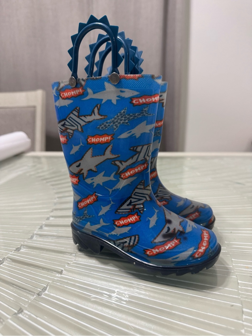 Kids Blue Shark Print Rain Boots 8C